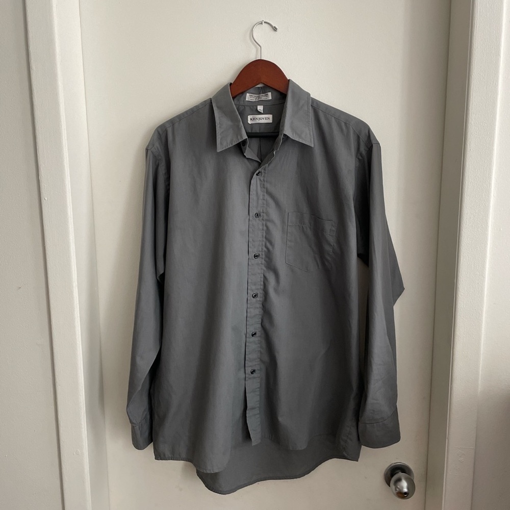 Gray button down shirt